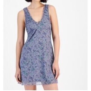 Purple‎ Fairy Boho Y2K Whimsi Floral Mini Dress Large Fairy Cottage Core